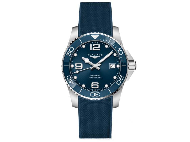 OROLOGIO AUTOMATICO ACCIAIO/CAUCCIU' LUNETTA IN CERAMICA HYDROCONQUEST LONGINES L3.780.4.96.9